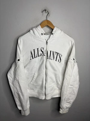 Sudadera con Capucha AllSaints Para Mujer Pequeña Blanca Saints Amphia Sudadera con Capucha Cremallera Logo Foto 1 de 4