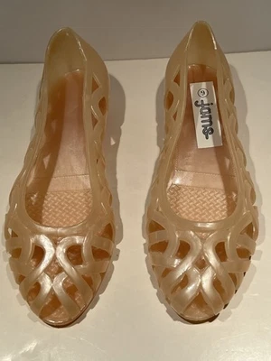 Zapatos Jelly Jams Vintage Auténticos Años 70’s/80’s Crema NUNCA USADOS TALLA 9 Foto 1 de 4
