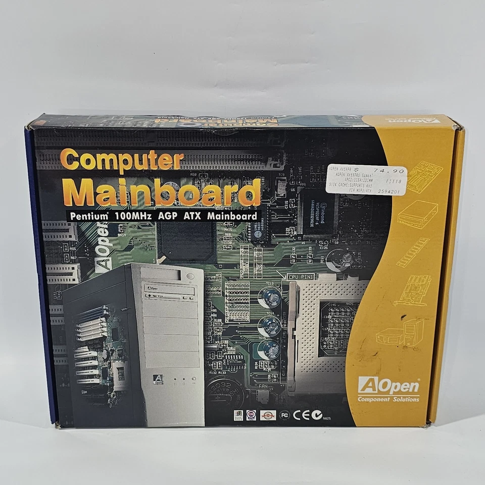 AOpen AX59 Pro Socket 7 ATX Motherboard VIA MVP3 Slot AGP ISA Vintage NEW OPEN - Image 1 of 3