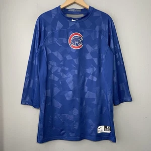Chicago Cubs Nike Pro Hypercool Shirt Mens Size Medium Blue Fitted MLB Baseball - Picture 1 of 12