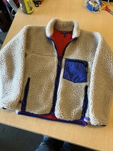 Vintage 80s Patagonia Retro Pile Cardigan Oatmeal 1989 90s USA Retro-X Deep Pile - Picture 1 of 5