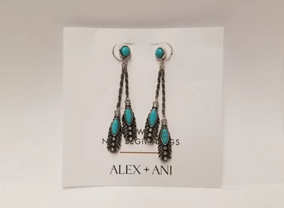 Alex And Ani Simulated Turquoise Feather Dangle Earrings Foto 1 de 4
