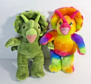 Lot of 2 Build-a-Bear 17" Dinosaur Triceratops, Green Roaring & Multicolour - Picture 1 of 6