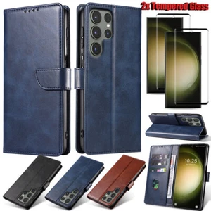 For Samsung Galaxy S23 Ultra Plus 5G Case Wallet Leather Cover /Screen Protector - Picture 1 of 42