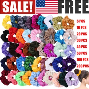 Lot Women Girl Hair Scrunchies Velvet Elastic Hair Bands Scrunchy Rope Ties - Picture 1 of 10