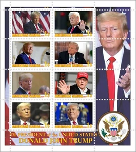 Bloque de sellos Samoa Americana Donald Trump 47h Presidente de Estados Unidos 2024 - Imagen 1 de 1