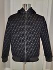 Authentic Fendi Ff Monogram Blouson Jacket Black Jersey Sweatshirt Hood Size 54