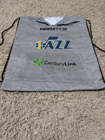NEW Utah Jazz NBA Cinch Back Sack Drawstring Ball Bag Backpack Gray Grey Unisex Cover