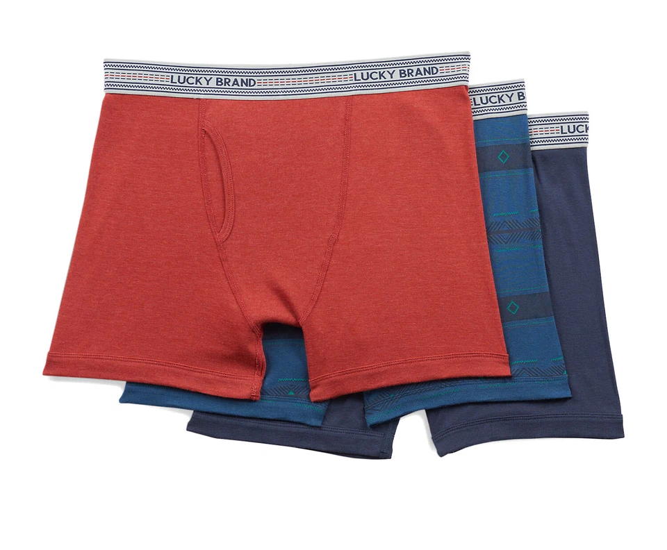 Lucky Brand Men's 3 Pack Set Multi Print Stretch Boxer Briefs, Medium M 8766-22 - Image 1 of 1