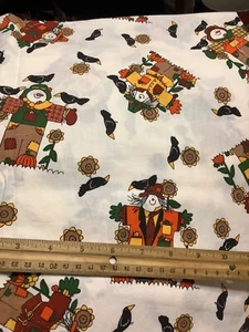 Autumn Halloween Scarecrows Sunflowers By Sue Dreamer Country 1-2/3 Yards - Picture 1 of 2
