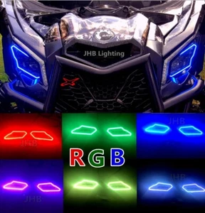 Pair Bluetoth IP68 RGB Color Change LED Halo Rings Canam Maverick X3 Head Lights - Picture 1 of 10