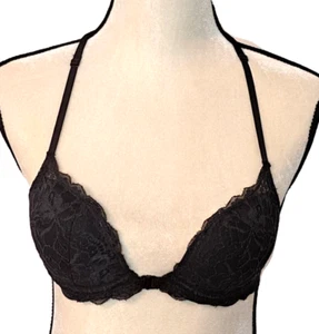 Sujetador Victoria's Secret ROSA Push Up espalda cruzada talla 32C negro con aros cierre frontal - Imagen 1 de 8
