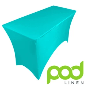 Nappe extensible BLEU TURQUOISE pour table pieds 4 pieds 120X75X75X75 - Photo 1/6