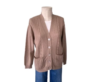 vintage cardigan 60s Sears cable knit size XL Beige Tan - Picture 1 of 11