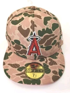 NEW ERA 59Fifty Hat WORLD SERIES 2002 LA Anaheim ANGELS Fitted Size 7 1/2 CAMO - Picture 1 of 17