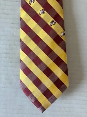 Мужской галстук NFL Football галстук полиэстер темно-бордовый золотой клетчатый Washington Redskins - Изображение 1 из 4