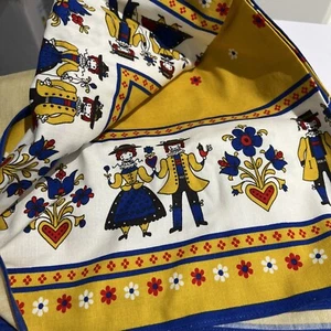 Table Cloth Red Blue Yellow Austria Vintage 60s Collectible Memorabilia - Picture 1 of 6