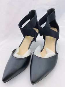 NIB Nine West Womens Shoes Sevano Black leather Ankle Strap Slim Heels - Picture 1 of 5