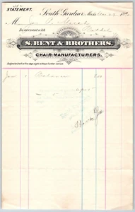 S. Bent & Brothers Chair Mfg. South Gardner, MA 1890 Statement - J.P. Marsh* - Picture 1 of 2