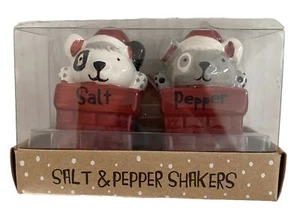 NUEVO en paquete Sombrero de Papá Noel Perros Salero y Pimentero En Chimenea Miniatura 2 IN Alto - Imagen 1 de 6