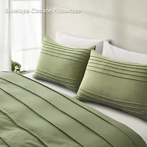 Transform Your Bedroom with Oli Anderson Sage Green Duvet Cover Queen Size – Com - Picture 1 of 6