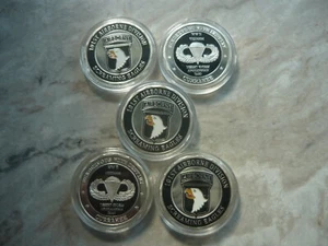 5Pcs Military Veterans Challenge Coin Set - 101st Airborne NEW in Airtight case - Picture 1 of 4