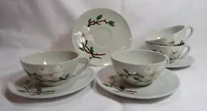 Orchard Ware California Vintage DOGWOOD Four (4) Flat Cups & Saucers - Picture 1 of 13