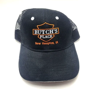 Butchs Place Pub Sports Bar Hat Cap Black Mesh Snapback New Hampton Iowa B178D - Picture 1 of 4