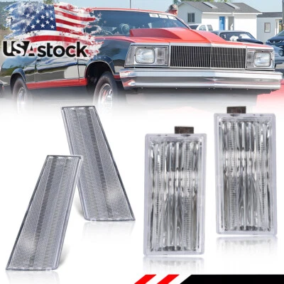 4X Clear Front Side Marker+Turn Signal Lights For 78-79 Chevy El Camino / Malibu - Image 1 of 4