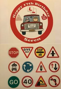 Learner Driver 17th Birthday edible icing cake topper edible ribbon Personalised - Picture 1 of 6