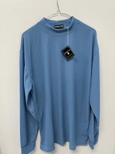 Jonathan Corey Long Sleeve Mock Neck Shirt Blue Medium NWT 0824 - Picture 1 of 6