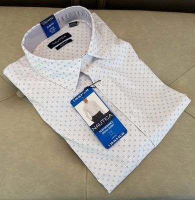 Nautica Slim Fit Performance Dress Shirt Men -  (16-16.5, 32/33) - Large - White - Image 1 of 4