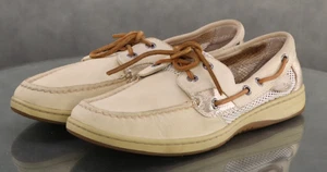 Sperry Top-Sider Angelfish Damen Mesh Bootsschuhe Größe 8,5 Leder beige gold - Bild 1 von 12