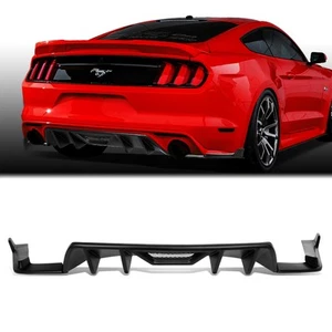 Fit 2015-2017 Ford Mustang ABS Quad Fin Rear Diffuser+Pair Side Valence Body Kit - Picture 1 of 5