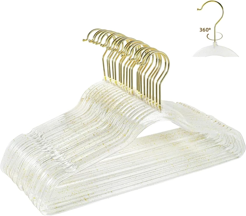 Grucce Appendiabiti,Grucce Salvaspazio Grucce Appendiabiti Plastica,Gancio Oro C - Immagine 1 di 4