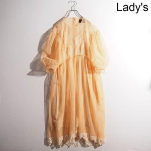 Used Simone Rocha Puff Sleeve Tulle Dress Lace Hem Women Size UK 10 Beige - Picture 1 of 7