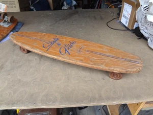 Rare 1960s Vintage Wooden Skateboard SKATE N GLIDE Sidewalk Surfing Metal Wheels - Picture 1 of 15