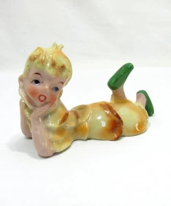 Vintage ACME China Blumenfee Pixie liegend gelbes Blatt Made in Japan Figur - Bild 1 von 9