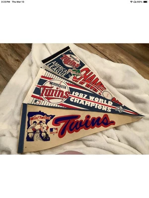 Lot Of 3 Vintage Minnesota Twins Full Size Pennants. See Description For Details - Image 1 of 4