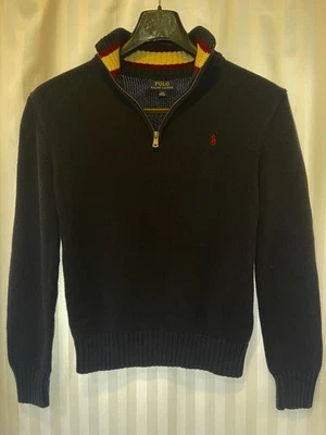 Vintage Ralph Lauren Polo Quarter Zip Sweater Pullover Navy Youth Large Retro - Image 1 of 4
