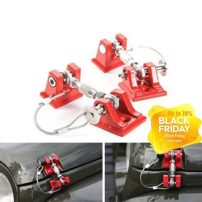 For 2007-2018 Jeep Wrangler JK Unlimited Red Hood Latch Locking Catch Buckle Kit Foto 1 de 4