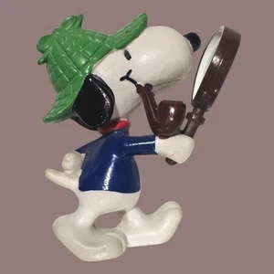 Vintage Peanuts Snoopy Sherlock Holmes Detective Spyglass PVC Hong Kong 1958 '66 - Foto 1 di 7