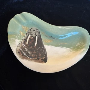 Vintage Original Matthew Adams Alaskan Walross grün Aschenbecher Schmuckschale MCM - Bild 1 von 6