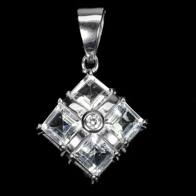 Colgante de plata de ley 925 cuadrado aguamarina 4 mm piedras preciosas naturales joyería Foto 1 de 4