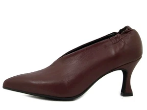 Decolleté Scarpe Donna Pelle Nappa Bordeaux Tacco Medio 7 cm Made in Italy - Picture 1 of 5