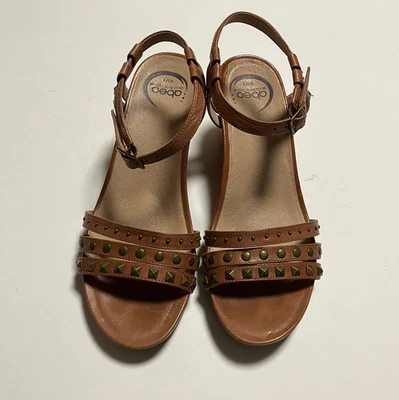 Abeo Biosystem Women's Brown Studded Strappy Wedge Sandals, Size 9 - Image 1 of 4