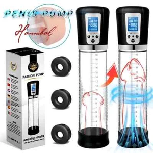 Vacuum Electric Penis Pump Digital rechargeable Male Men Penis Enlarger Growth - Picture 1 of 24