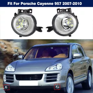 Pair LED Front Bumper Fog Light Lamp With Bulb For Porsche Cayenne 957 2007-2010 - Foto 1 di 12
