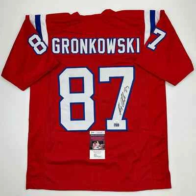 Camiseta de fútbol roja autografiada/firmada Rob Gronkowski Nueva Inglaterra certificado de autenticidad JSA Foto 1 de 4