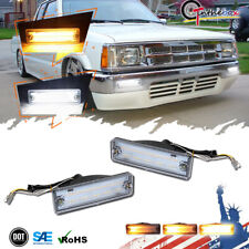 For 1983-1993 Ford Mazda Clear Dynamic Amber & White LED DRL Turn Signal Lights